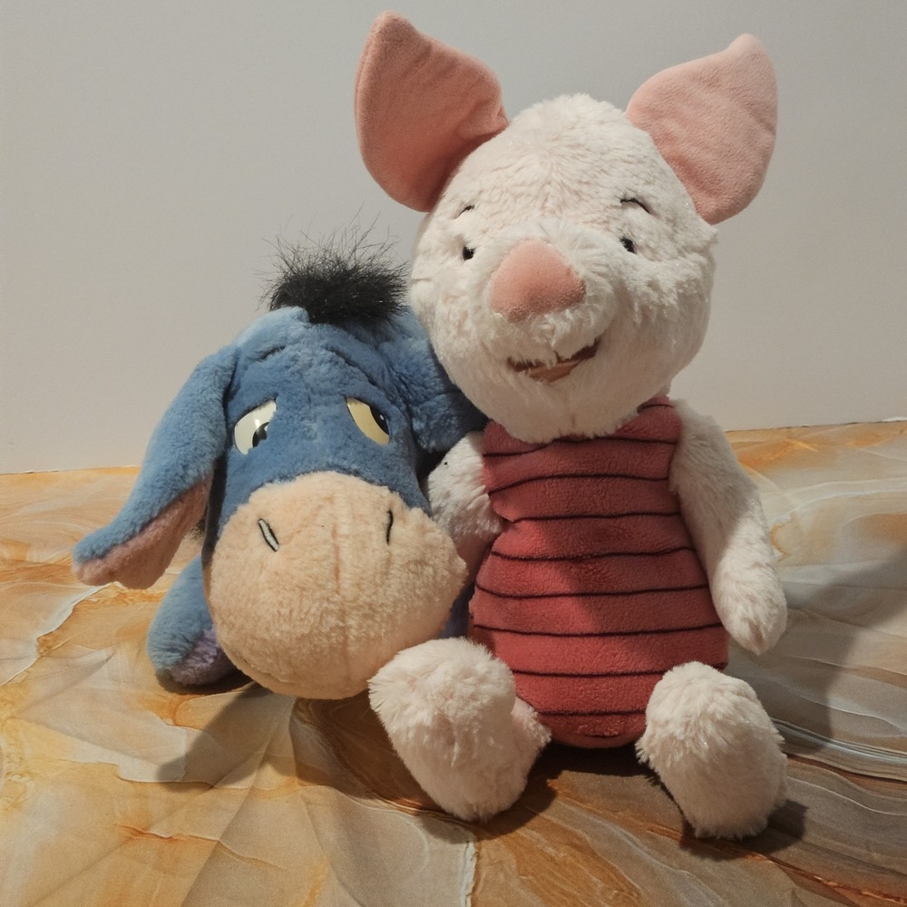 Vintage 1994 Mattel Squeeze & Honk Eeyore Disney + Piglet Plush Lot